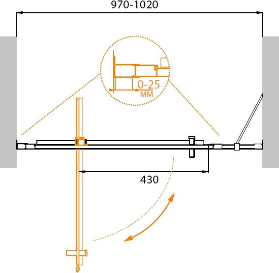 Душевая дверь в нишу Cezares Molveno BA 11 70+30 C Cr IV