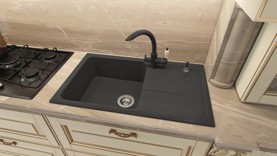 Комплект Мойка Florentina Специя 860 черная + Измельчитель Bone Crusher BC 610-AS