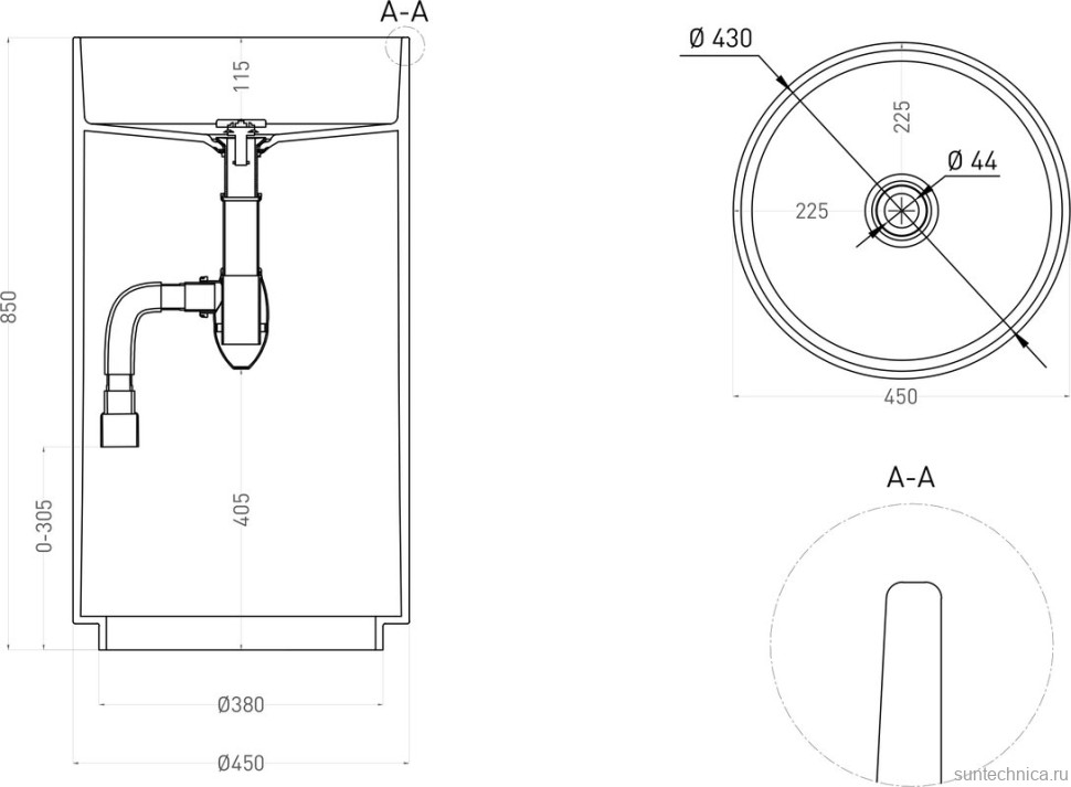 Раковина Salini Armonia 01 130111SM