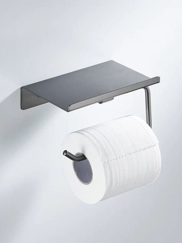 Держатель для туалетной бумаги с полочкой Shevanik SG5705T-1, оружейная сталь