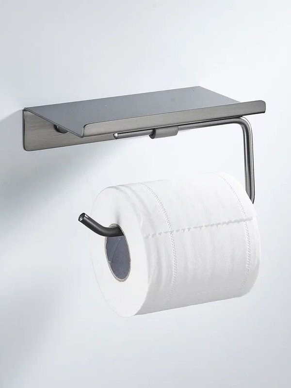 Держатель для туалетной бумаги с полочкой Shevanik SG5705T-1, оружейная сталь