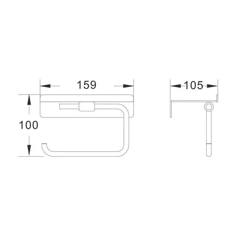 Держатель для туалетной бумаги с полочкой Shevanik SG5705T-1, оружейная сталь