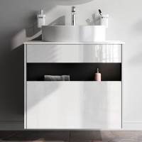 Тумба с раковиной AM.PM Func 80 белый глянец, со столешницей, раковина M8FWCC20561WG