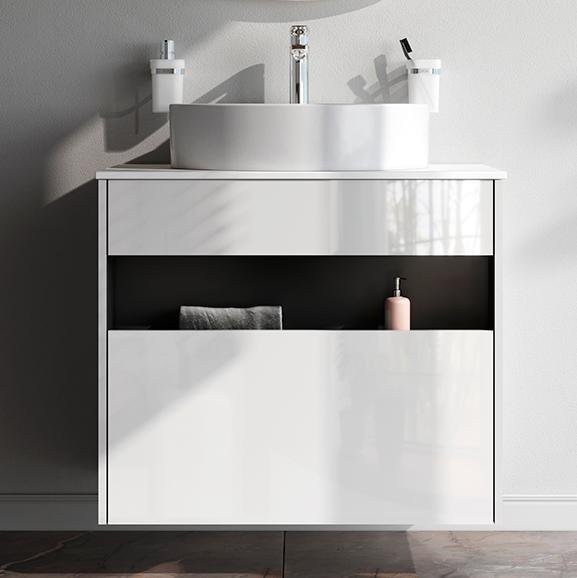 Тумба с раковиной AM.PM Func 80 белый глянец, со столешницей, раковина M8FWCC20561WG