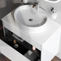 Тумба с раковиной AM.PM Func 80 белый глянец, со столешницей, раковина M8FWCC20561WG