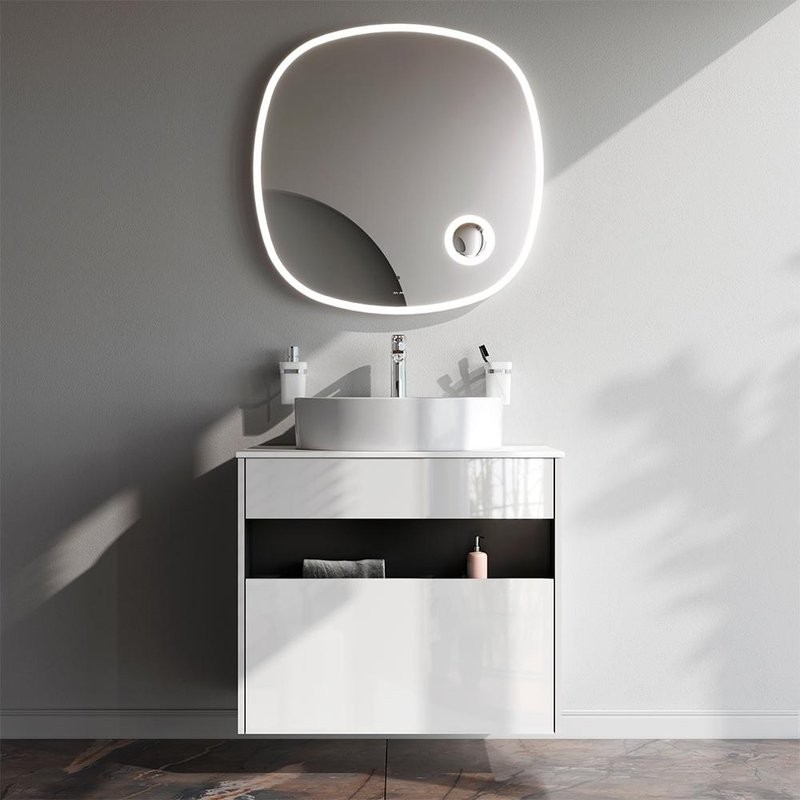 Тумба с раковиной AM.PM Func 80 белый глянец, со столешницей, раковина M8FWCC20561WG