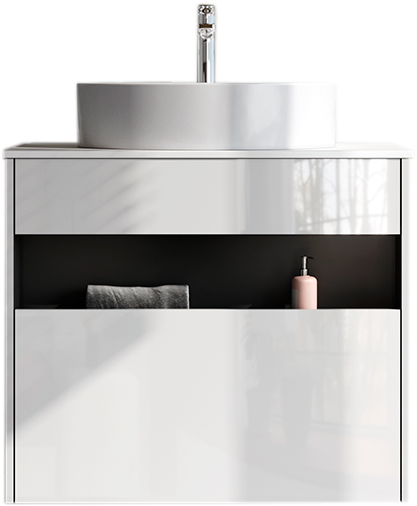 Тумба с раковиной AM.PM Func 80 белый глянец, со столешницей, раковина M8FWCC20561WG