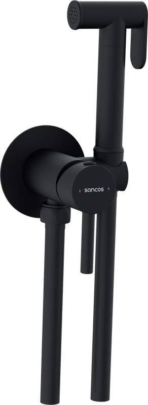 Гигиенический душ Sancos Start SC1001MB со смесителем, С ВНУТРЕННЕЙ ЧАСТЬЮ, черный матовый