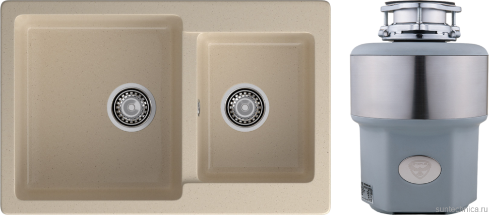 Комплект Мойка GranFest Practik P-780K кашемир + Измельчитель Status Premium 300