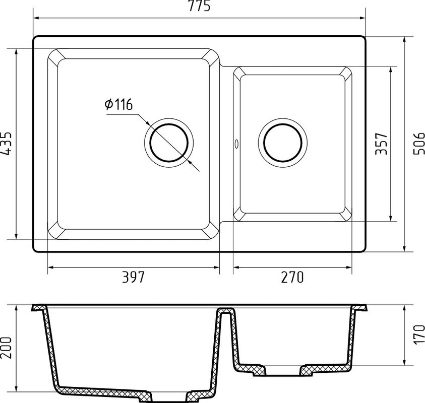 Комплект Мойка GranFest Practik P-780K кашемир + Измельчитель Status Premium 300