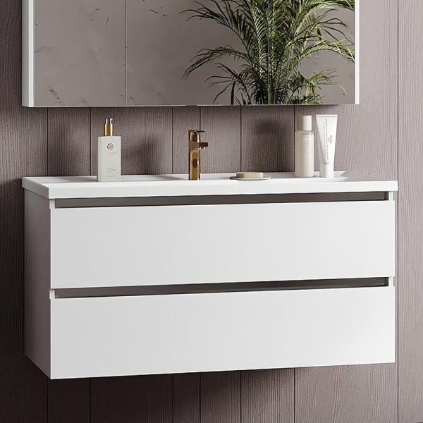 Тумба с раковиной Belux Фаворит 100 подвесная, белая глянцевая