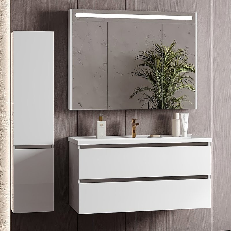 Тумба с раковиной Belux Фаворит 100 подвесная, белая глянцевая