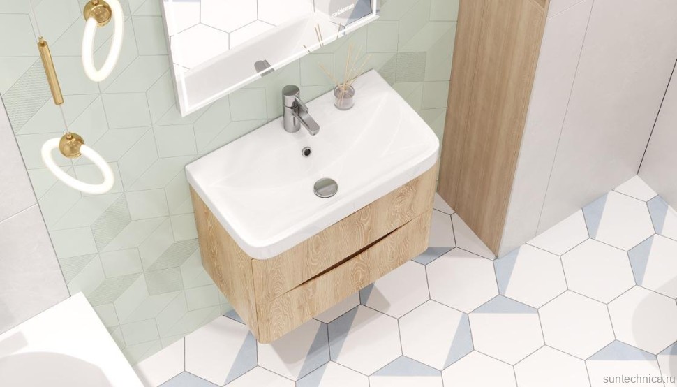 Тумба с раковиной Velvex Clay 70.2Y дуб верона