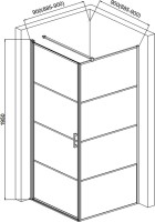 Душевой уголок AQUAme AQM5215-LH-9 90х90, профиль черный матовый