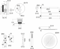 Душевой комплект WHITECROSS Y YSET04BL С ВНУТРЕННЕЙ ЧАСТЬЮ, черный