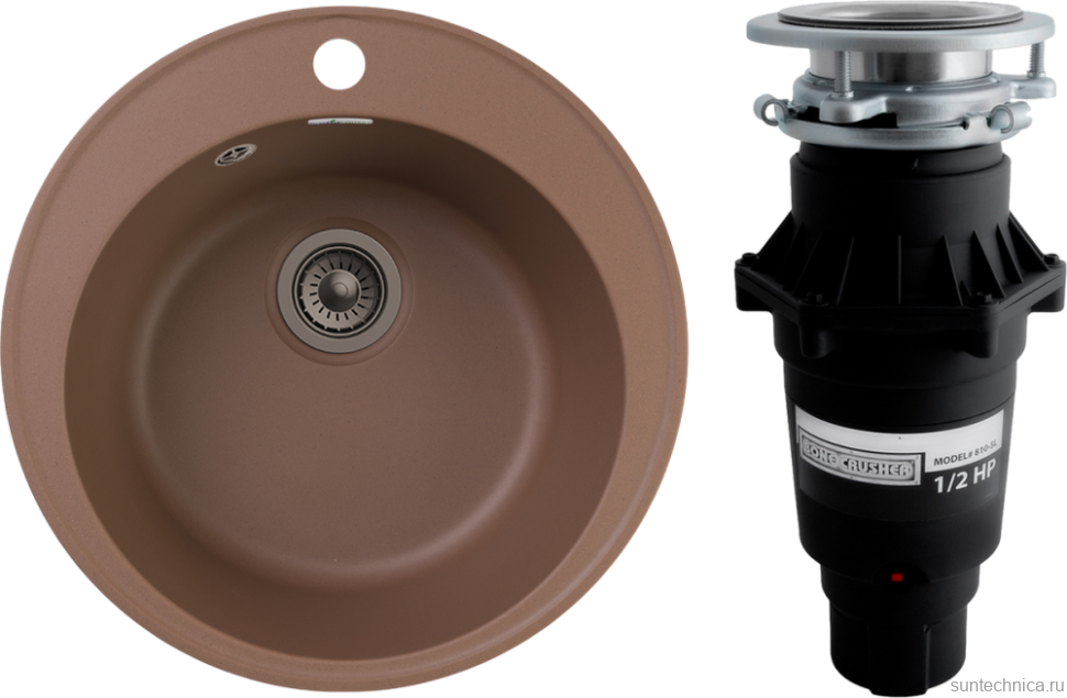 Комплект Мойка GranFest Quarz Z08 терракот + Измельчитель Bone Crusher BC 810-SL Slim Line