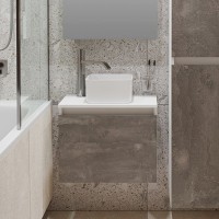 Тумба под раковину со столешницей Runo Бари 50 железный камень Тумба под раковину со столешницей Runo Бари 50 железный камень