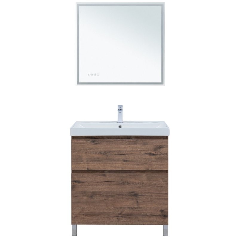 Тумба под раковину Aquanet Алвита New 80 напольная, дуб веллингтон табак