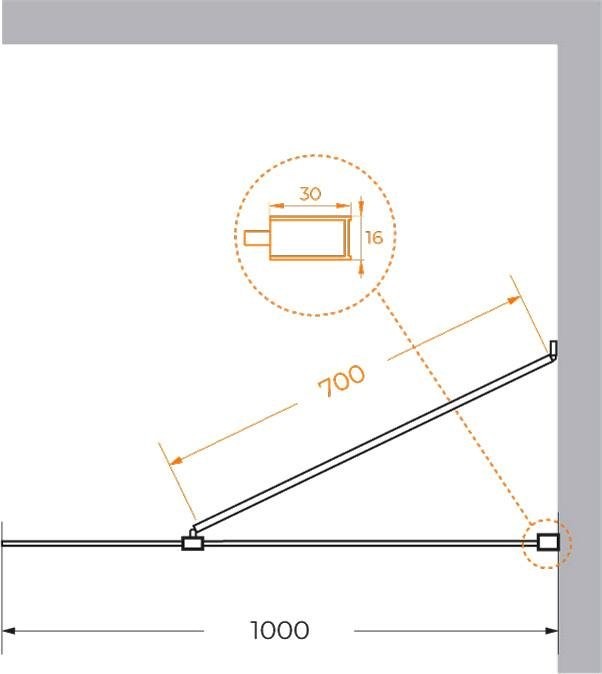 Душевая перегородка Cezares Liberta L-1-TB-100-GR-Cr профиль хром, стекло серое