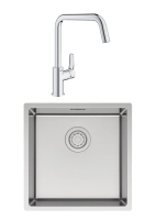 Комплект Мойка Paulmark Lassan LA44-BS сталь + Смеситель Grohe Eurosmart