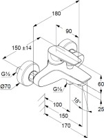 Душевой комплект Смеситель Kludi Pure&Solid 346810575 + Стойка Freshline 6709005-00