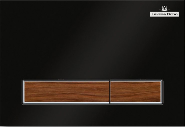 Комплект Унитаз подвесной Lavinia Boho One Compacto 3302102С с микролифтом + Система инсталляции для унитазов Relfix 38010010 + Кнопка смыва Relfix 38050602 матовая черная, темное дерево