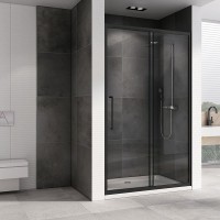 Душевая дверь в нишу Abber Schwarzer Diamant AG30120BH 120 см, профиль черный, стекло прозрачное