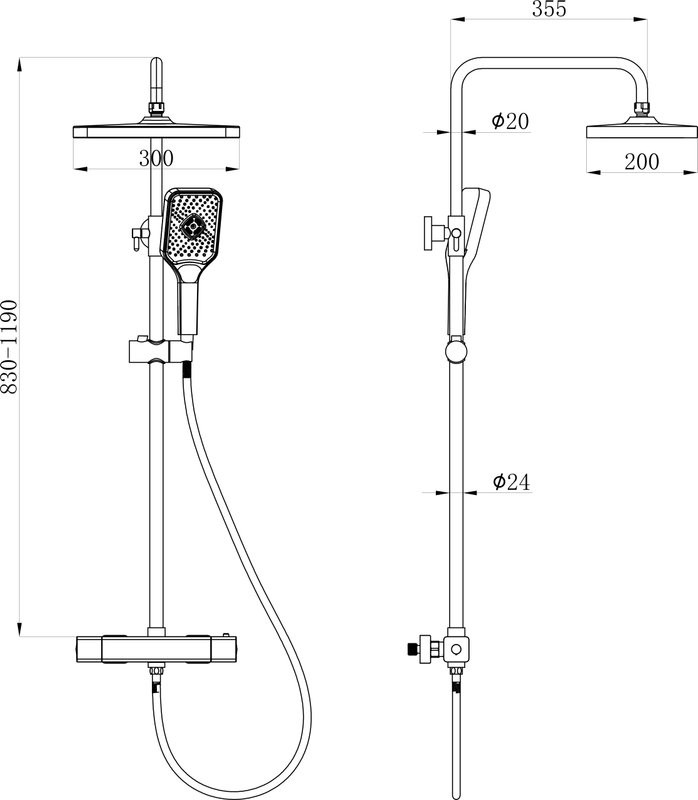 Душевая стойка beWash BV1TMSS6121 черный