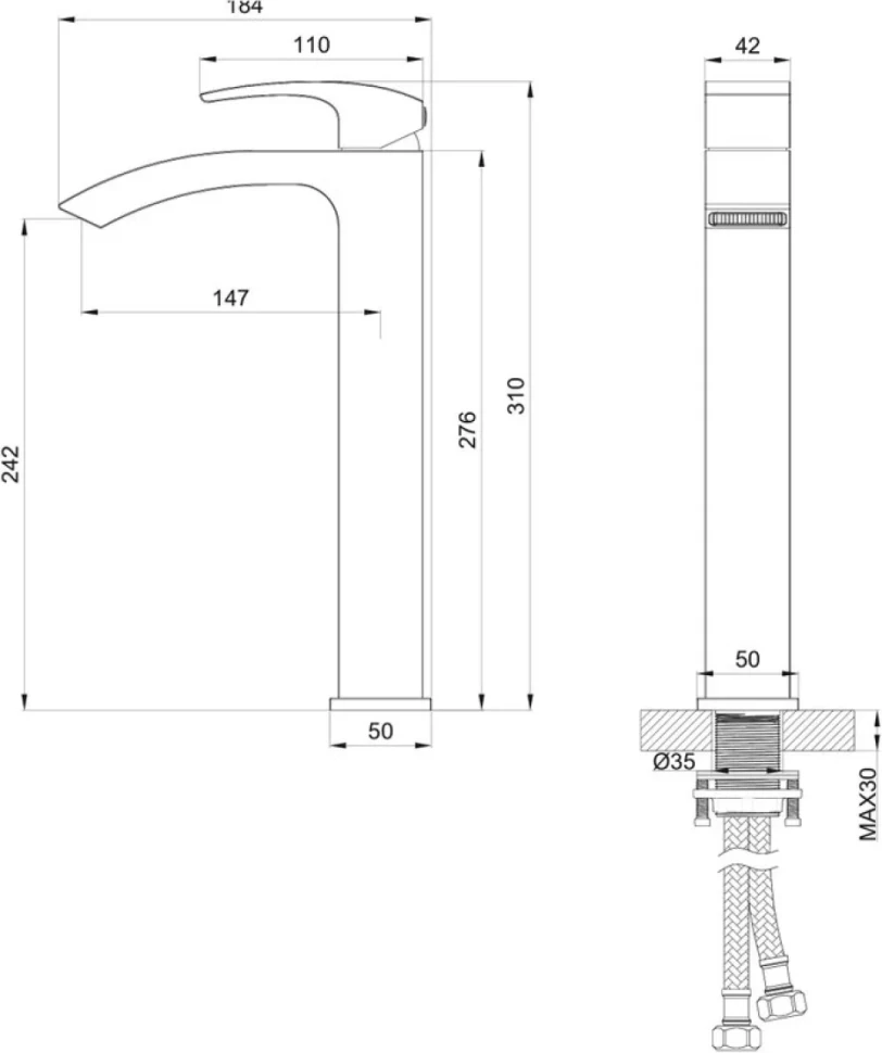 Смеситель для раковины Wonzon & Woghand WW-88239009-MB черный матовый