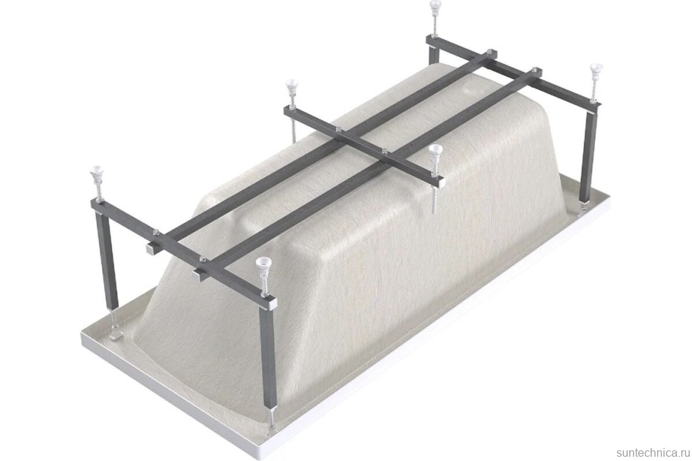 Акриловая ванна Alex Baitler Onega 170x60 см, встраиваемая, белая, с каркасом