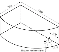 Акриловая ванна Radomir Vannesa Модерна 2-01-0-1-1-214 L 160x100 см, угловая, левая, пристенная, белая, асимметричная, с каркасом, с сиденьем