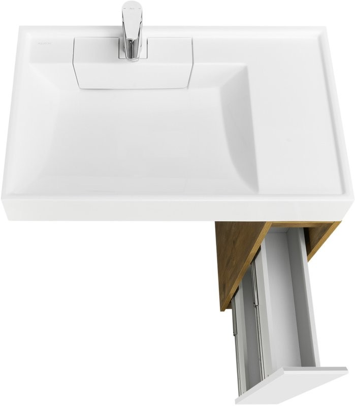 Тумба под раковину без столешницы AQUATON Лондри 20 дуб рустикальный, фасад белый