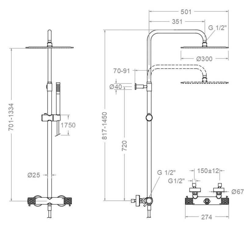 Душевая стойка Ramonsoler Odisea Joya 595401RM300 хром, с термостатом