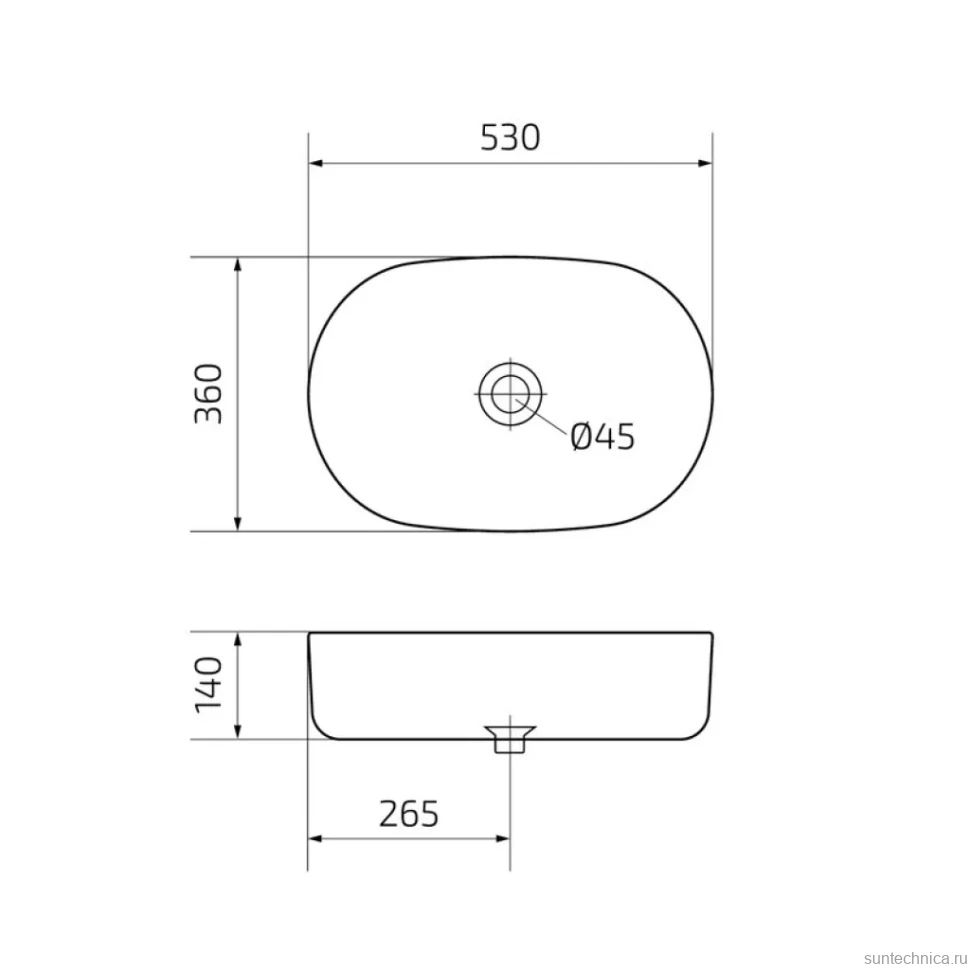 Накладная раковина GID Creativo N9028 53 глянцевая белая, овальная, фаянс