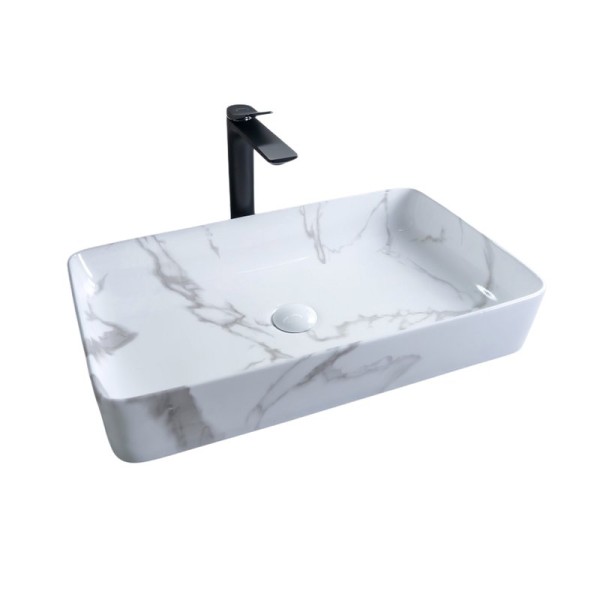 Накладная раковина GID Geometrico Mnc396C 60 под глянцевый камень, прямоугольная, фаянс