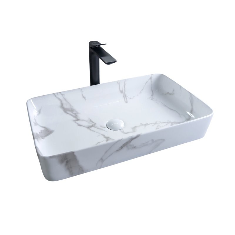 Накладная раковина GID Geometrico Mnc396C 60 под глянцевый камень, прямоугольная, фаянс