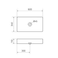 Накладная раковина GID Geometrico Mnc396C 60 под глянцевый камень, прямоугольная, фаянс