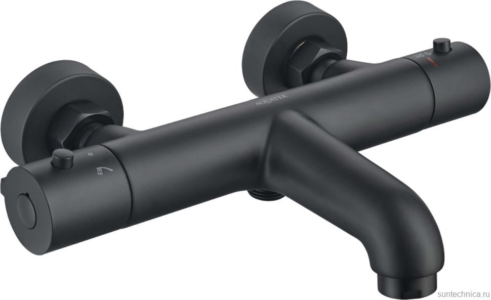 Душевой комплект Термостат AQUATEK Вега AQ1043MB для ванны с душем, матовый черный + Гарнитур AQ2031MB матовый черный