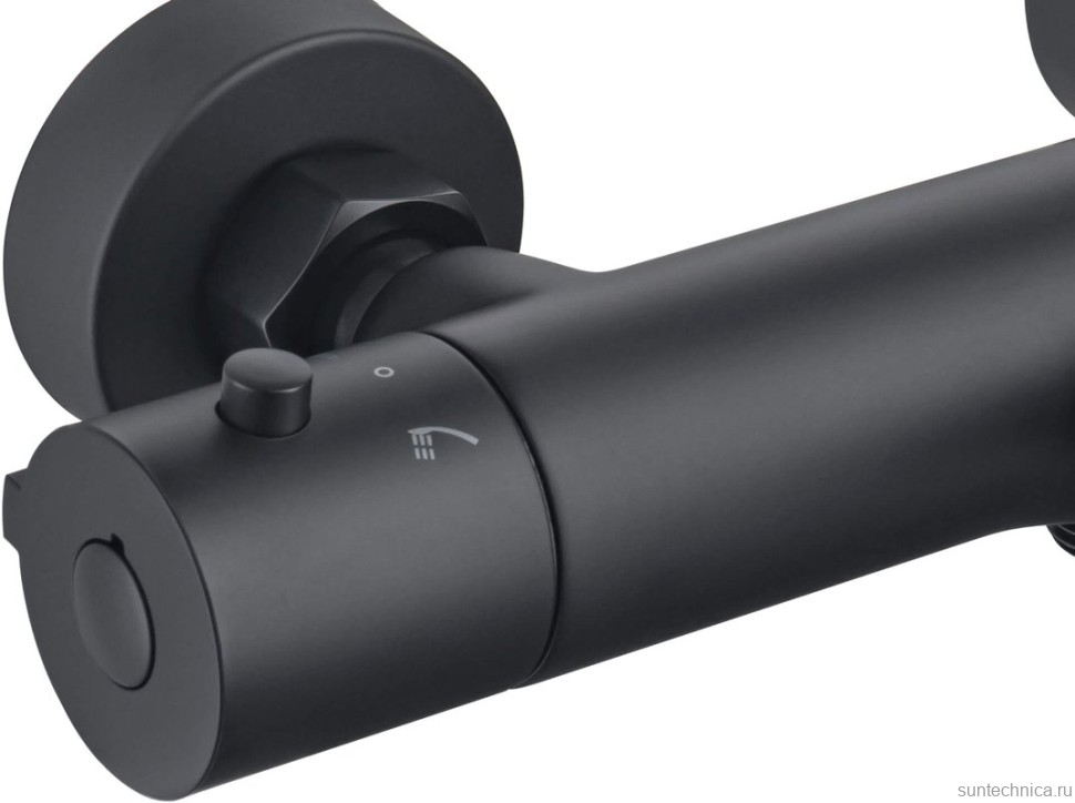 Душевой комплект Термостат AQUATEK Вега AQ1043MB для ванны с душем, матовый черный + Гарнитур AQ2031MB матовый черный