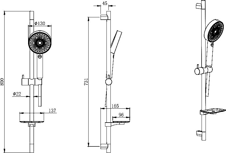 Душевой комплект Термостат AQUATEK Вега AQ1043MB для ванны с душем, матовый черный + Гарнитур AQ2031MB матовый черный