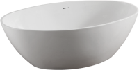 Акриловая ванна Abber AB9249 175x100 см, отдельностоящая, белая, овальная, с каркасом, со сливом-переливом