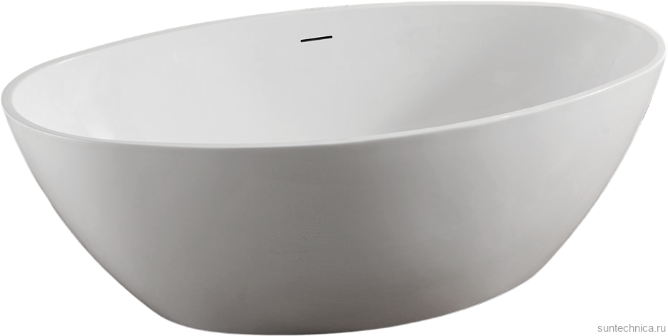Акриловая ванна Abber AB9249 175x100 см, отдельностоящая, белая, овальная, с каркасом, со сливом-переливом