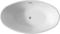 Акриловая ванна Abber AB9249 175x100 см, отдельностоящая, белая, овальная, с каркасом, со сливом-переливом