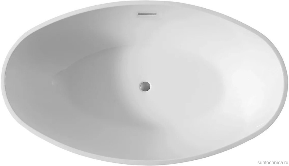 Акриловая ванна Abber AB9249 175x100 см, отдельностоящая, белая, овальная, с каркасом, со сливом-переливом