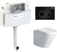 Комплект Lavinia Boho Унитаз приставной Biore 33044050 + Крышка-сиденье Biore 33290410 с микролифтом + Бачок скрытого монтажа RelFix 38020010 + Кнопка RelFix 380502MB