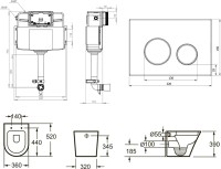 Комплект Lavinia Boho Унитаз приставной Biore 33044050 + Крышка-сиденье Biore 33290410 с микролифтом + Бачок скрытого монтажа RelFix 38020010 + Кнопка RelFix 380502MB