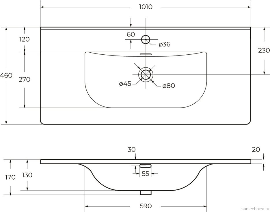 Мебельная раковина BelBagno BB-8099-100 глянцевая белая