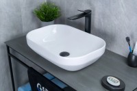 Накладная раковина GID Lago D1468 50 глянцевая белая, прямоугольная, фаянс