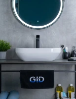 Накладная раковина GID Lago D1468 50 глянцевая белая, прямоугольная, фаянс