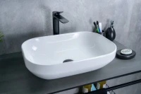 Накладная раковина GID Lago D1468 50 глянцевая белая, прямоугольная, фаянс